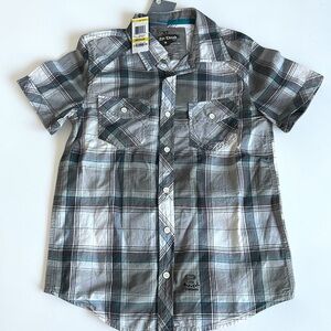 Epic Threads Plaid Button-Up Shirt Men’s Medium Short Sleeve Blue Gray
